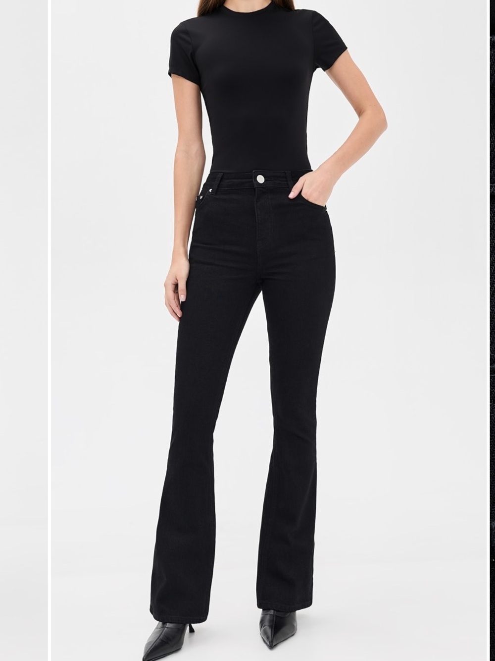 ALIGNE Mid Rise Slim Flare Jeans - Black